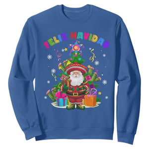 Funny Christmas In Mexico Sweatshirt Feliz Navidad Sombrero Santa Xmas Tree TS11 Royal Blue Print Your Wear