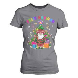 Funny Christmas In Mexico T Shirt For Women Feliz Navidad Sombrero Santa Xmas Tree TS11 Charcoal Print Your Wear