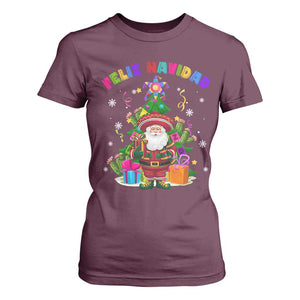 Funny Christmas In Mexico T Shirt For Women Feliz Navidad Sombrero Santa Xmas Tree TS11 Maroon Print Your Wear