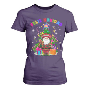 Funny Christmas In Mexico T Shirt For Women Feliz Navidad Sombrero Santa Xmas Tree TS11 Purple Print Your Wear