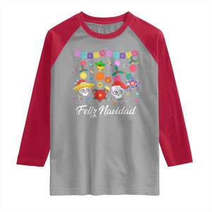 Feliz Navidad Raglan Shirt Funny Christmas In Mexico Sugar Skull Pinata Star TS11 Sport Gray Red Print Your Wear