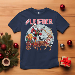 Funny Santa Heavy Metal Christmas T Shirt Sleigher Xmas Rock & Roll TS11 Navy Print Your Wear