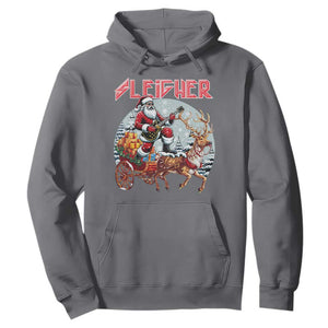 Funny Santa Heavy Metal Christmas Hoodie Sleigher Xmas Rock & Roll TS11 Charcoal Print Your Wear