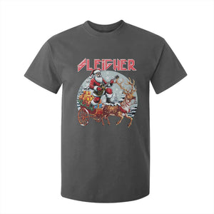 Funny Santa Heavy Metal Christmas T Shirt For Kid Sleigher Xmas Rock & Roll TS11 Dark Heather Print Your Wear