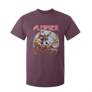 Funny Santa Heavy Metal Christmas T Shirt For Kid Sleigher Xmas Rock & Roll TS11 Maroon Print Your Wear