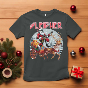 Funny Black Santa Heavy Metal Christmas T Shirt Sleigher Xmas Rock & Roll TS11 Dark Heather Print Your Wear