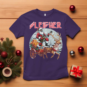 Funny Black Santa Heavy Metal Christmas T Shirt Sleigher Xmas Rock & Roll TS11 Purple Print Your Wear