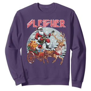Funny Black Santa Heavy Metal Christmas Sweatshirt Sleigher Xmas Rock & Roll TS11 Purple Print Your Wear