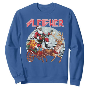 Funny Black Santa Heavy Metal Christmas Sweatshirt Sleigher Xmas Rock & Roll TS11 Royal Blue Print Your Wear