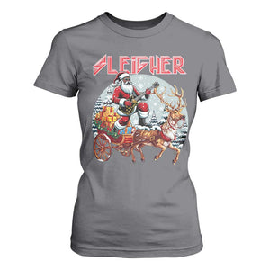 Funny Black Santa Heavy Metal Christmas T Shirt For Women Sleigher Xmas Rock & Roll TS11 Charcoal Print Your Wear
