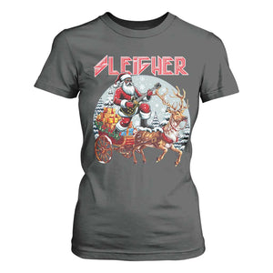 Funny Black Santa Heavy Metal Christmas T Shirt For Women Sleigher Xmas Rock & Roll TS11 Dark Heather Print Your Wear
