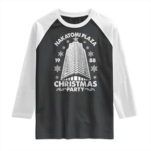 Nakatomi Plaza Raglan Shirt Christmas Party 1988 Vintage Snowflake TS11 Black White Print Your Wear