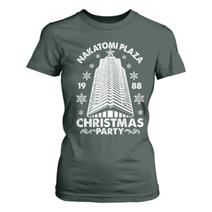 Nakatomi Plaza T Shirt For Women Christmas Party 1988 Vintage Snowflake TS11 Dark Forest Green Print Your Wear