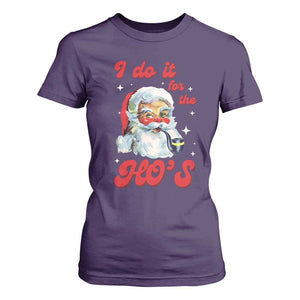 Funny I Do It For The Ho's T Shirt For Women Christmas Black Naughty Santa TS11 Purple Print Your Wear