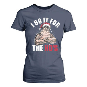 Funny Christmas Santa T Shirt For Women I Do It For The Ho's TS11 Navy Print Your Wear