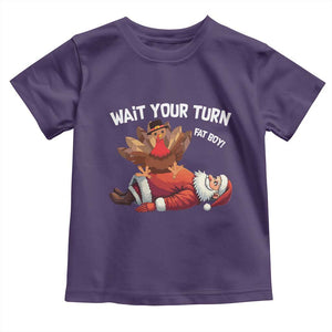 Funny ThanksMas Baby Shirt Wait Your Turn Fat Boy Turkey Santa TS11 Purple Print Your Wear