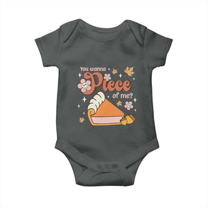 Funny Retro Thanksgiving Baby Onesie You Wanna Piece Of Me Fall Season Family Matching TS11 Dark Heather Print Your Wear