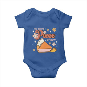 Funny Retro Thanksgiving Baby Onesie You Wanna Piece Of Me Fall Season Family Matching TS11 Royal Blue Print Your Wear