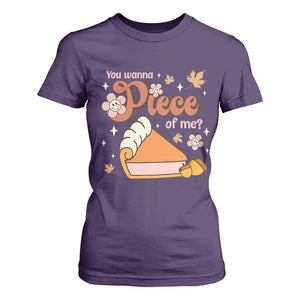 Funny Retro Thanksgiving T Shirt For Women You Wanna Piece Of Me Fall Season Family Matching TS11 Purple Print Your Wear