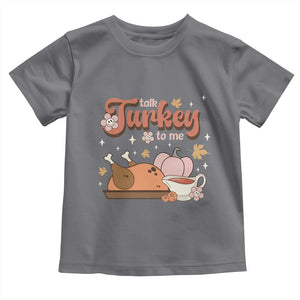 Funny Retro Thanksgiving Baby Shirt Talk Turkey To Me Fall Season Family Matching TS11 Charcoal Print Your Wear