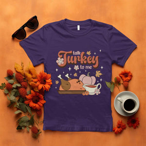 Funny Retro Thanksgiving T Shirt Talk Turkey To Me Fall Season Family Matching TS11 Purple Print Your Wear