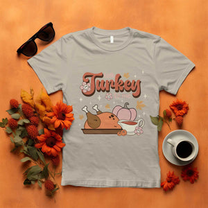 Funny Retro Thanksgiving T Shirt Talk Turkey To Me Fall Season Family Matching TS11 Sand Print Your Wear