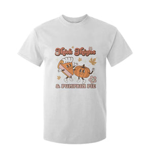 Funny Retro Thanksgiving T Shirt For Kid Thick Thighs And Pumpkin Pie Fall Season Family Matching TS11 White Print Your Wear