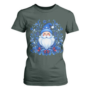 Norwegian Christmas Scandinavian Yule Santa Folk Art Winter Solstice T Shirt For Women TS11 Dark Forest Green Print Your Wear
