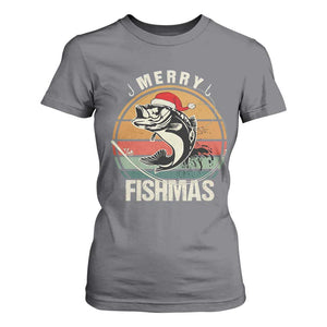 Funny Christmas Fishing T Shirt For Women Merry Fishmas Vintage Sunset Retro TS11 Charcoal Print Your Wear