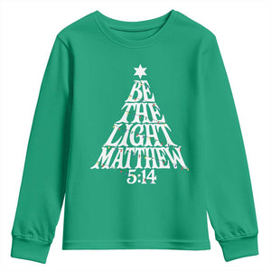 Christmas Be The Light Youth Sweatshirt Christian Xmas Bible Verse TS11 Irish Green Print Your Wear
