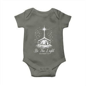 Be The Light Christian Christmas Baby Onesie Nativity Scene Bible Verse TS11 Military Green Print Your Wear