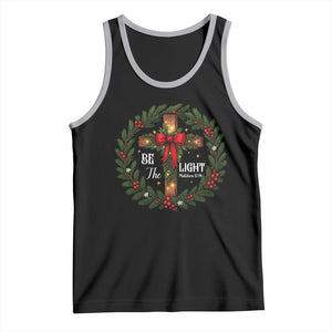 Christmas Be The Light Tank Top Christian Xmas Holiday Wreath Cross TS11 Black Athletic Heather Print Your Wear