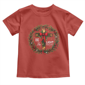 Christmas Be The Light Toddler T Shirt Christian Xmas Holiday Wreath Cross TS11 Red Print Your Wear