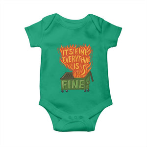 Funny Dumpster Fire Baby Onesie Its Fine Everything Is Fine Chaos TS11 Irish Green Print Your Wear