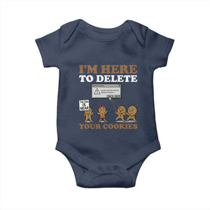 Funny Christmas I Am Here To Delete Your Cookie Baby Onesie Xmas Gingerbread Lover TS11 Navy Print Your Wear