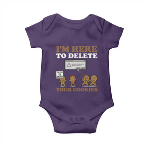 Funny Christmas I Am Here To Delete Your Cookie Baby Onesie Xmas Gingerbread Lover TS11 Purple Print Your Wear