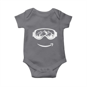 Funny Skiing Snowboard Baby Onesie Snow Goggles Snow Mountain Winter Sport TS11 Charcoal Print Your Wear