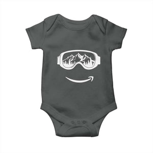 Funny Skiing Snowboard Baby Onesie Snow Goggles Snow Mountain Winter Sport TS11 Dark Heather Print Your Wear