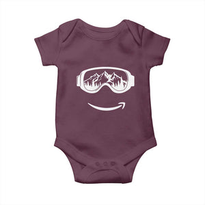 Funny Skiing Snowboard Baby Onesie Snow Goggles Snow Mountain Winter Sport TS11 Maroon Print Your Wear