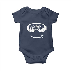 Funny Skiing Snowboard Baby Onesie Snow Goggles Snow Mountain Winter Sport TS11 Navy Print Your Wear