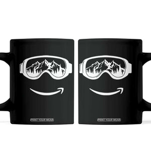 Funny Skiing Snowboard Coffee Mug Snow Goggles Snow Mountain Winter Sport TS11 Black Print Your Wear