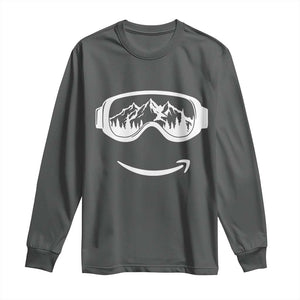 Funny Skiing Snowboard Long Sleeve Shirt Snow Goggles Snow Mountain Winter Sport TS11 Dark Heather Print Your Wear