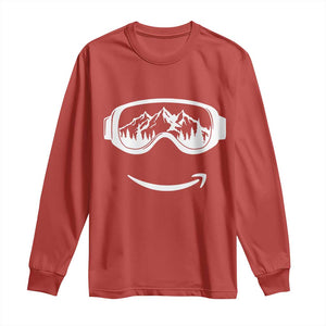Funny Skiing Snowboard Long Sleeve Shirt Snow Goggles Snow Mountain Winter Sport TS11 Red Print Your Wear