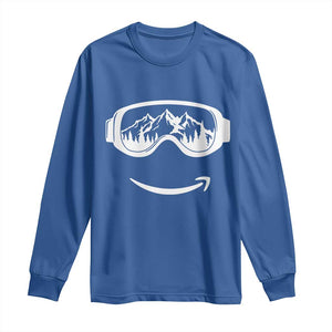 Funny Skiing Snowboard Long Sleeve Shirt Snow Goggles Snow Mountain Winter Sport TS11 Royal Blue Print Your Wear