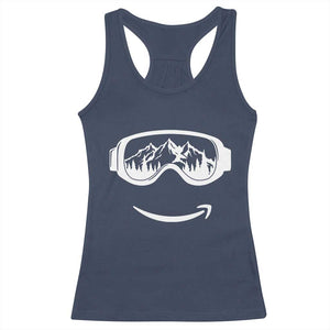 Funny Skiing Snowboard Racerback Tank Top Snow Goggles Snow Mountain Winter Sport TS11 Navy Print Your Wear