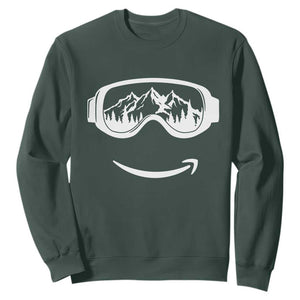 Funny Skiing Snowboard Sweatshirt Snow Goggles Snow Mountain Winter Sport TS11 Dark Forest Green Print Your Wear