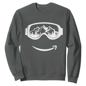Funny Skiing Snowboard Sweatshirt Snow Goggles Snow Mountain Winter Sport TS11 Dark Heather Print Your Wear