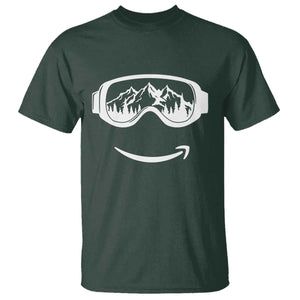 Funny Skiing Snowboard T Shirt Snow Goggles Snow Mountain Winter Sport TS11 Dark Forest Green Print Your Wear