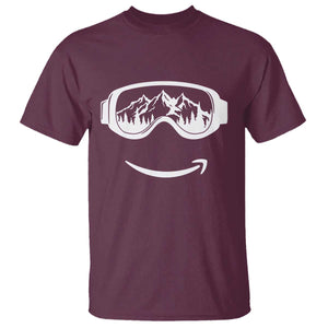 Funny Skiing Snowboard T Shirt Snow Goggles Snow Mountain Winter Sport TS11 Maroon Print Your Wear