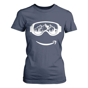 Funny Skiing Snowboard T Shirt For Women Snow Goggles Snow Mountain Winter Sport TS11 Navy Print Your Wear